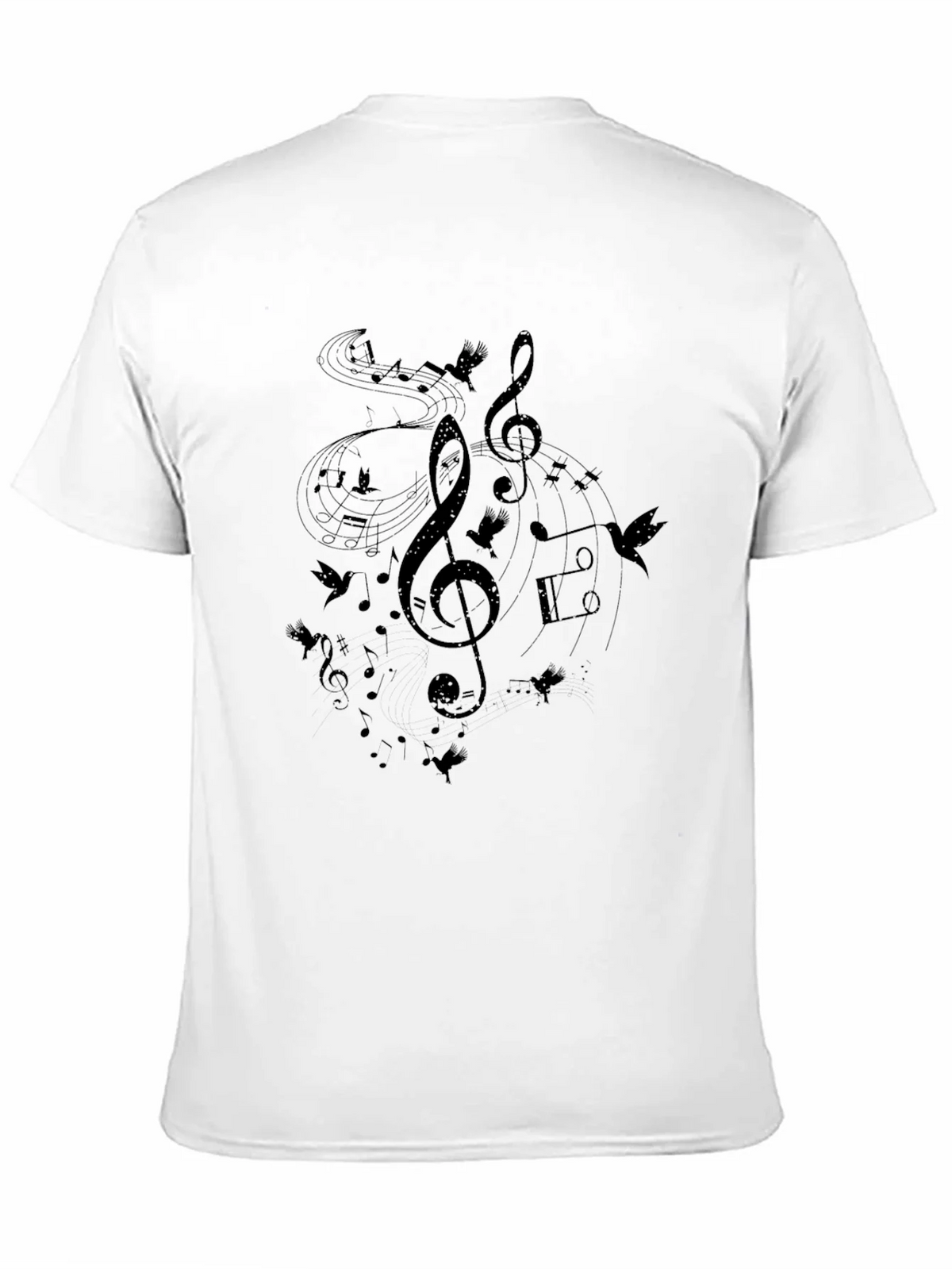 Musical Notes Birds Black T-Shirt product image 10