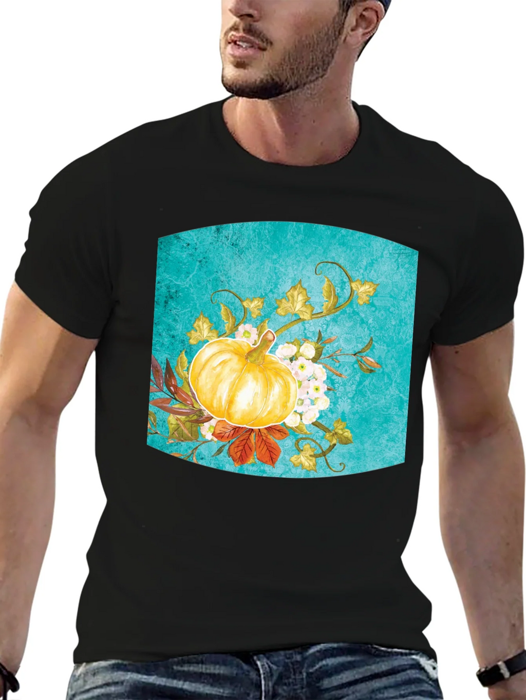 Fall Pumpkin Floral Graphic Tee - Black product image 6
