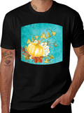 Fall Pumpkin Floral Graphic Tee - Black product image 1