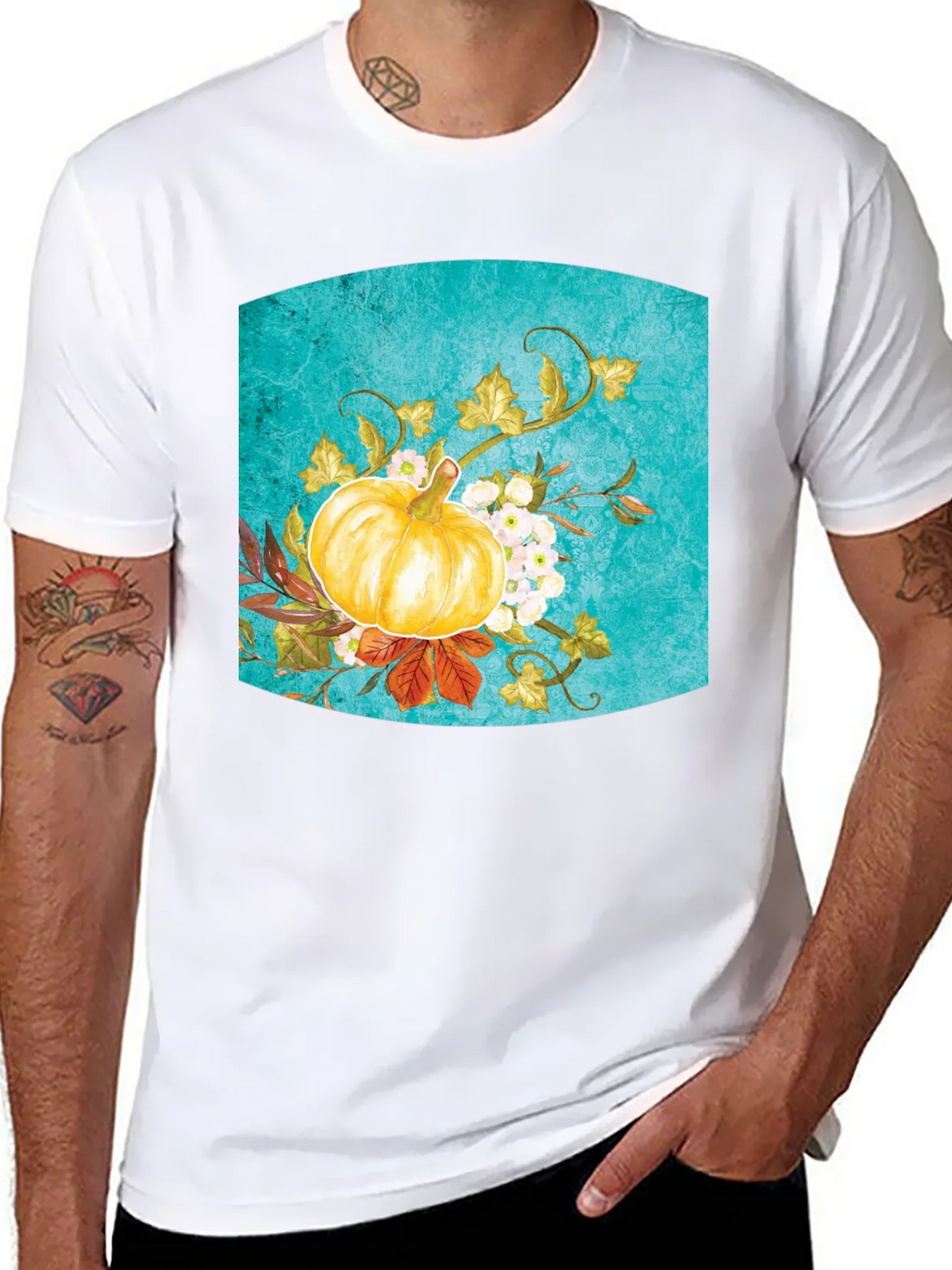 Fall Pumpkin Floral Graphic Tee - Black product image 7