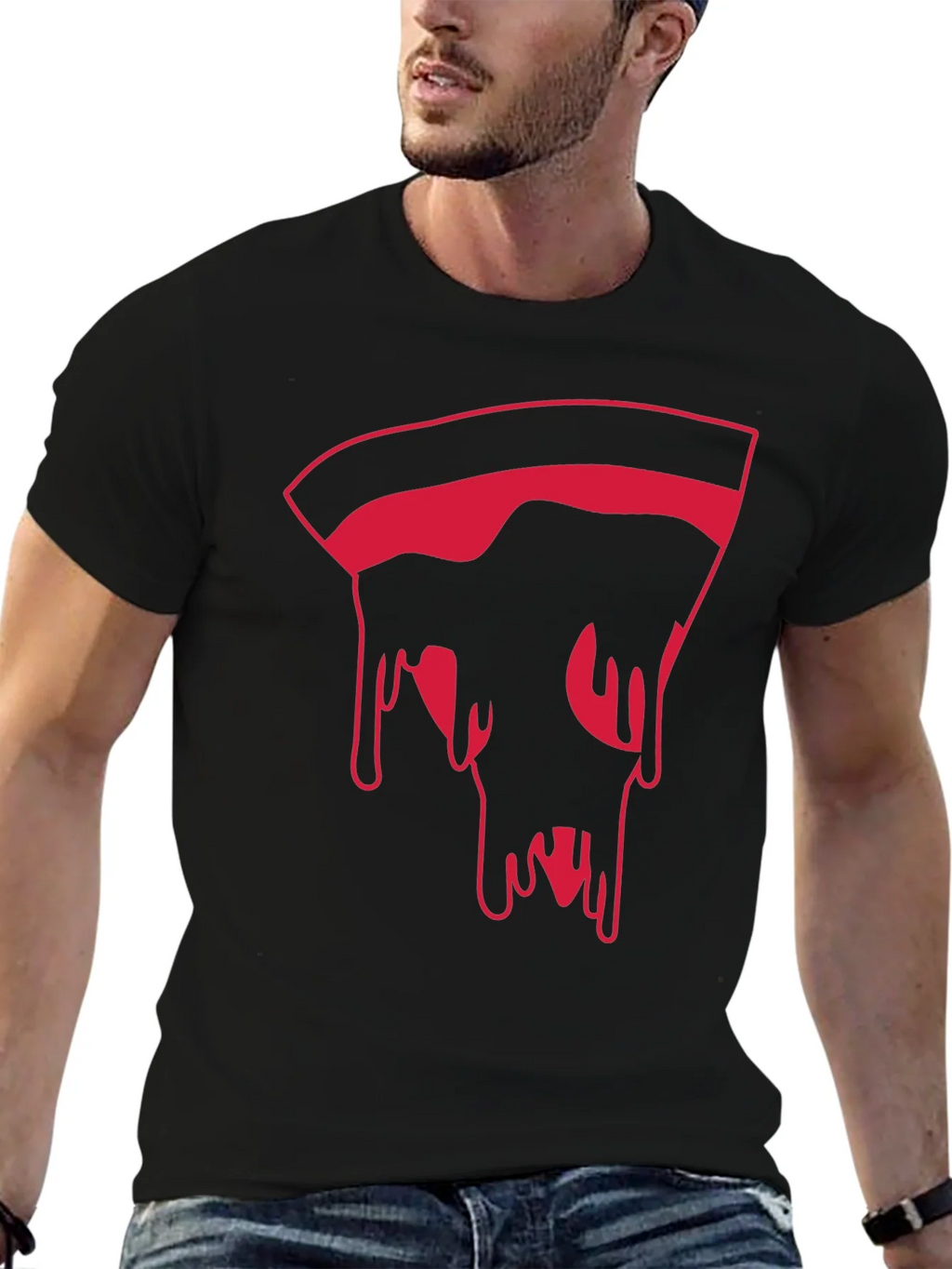 Pizza Slice Graphic Tee - Modern Mens Black T-Shirt product image 6