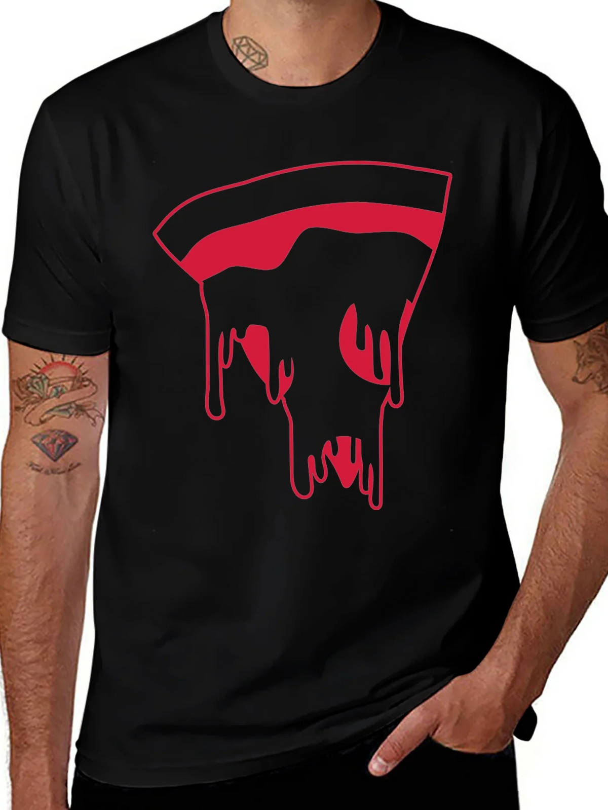 Pizza Slice Graphic Tee - Modern Mens Black T-Shirt product image 1