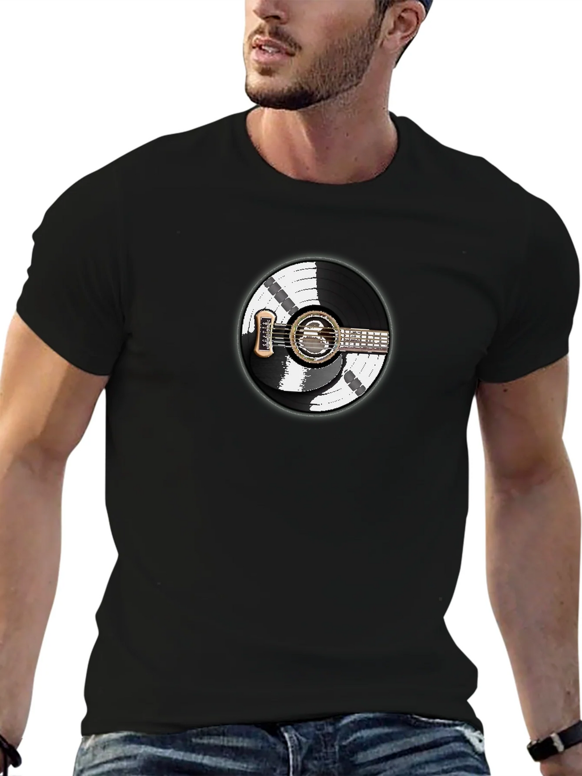 Vinyl Record Guitar Graphic T-Shirt product image 6