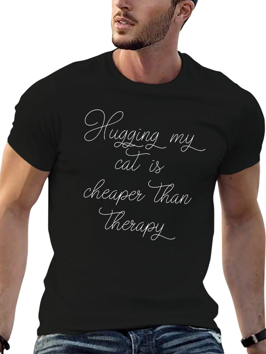 Cat Lover Therapy T-Shirt Funny Hugs Tee product image 6