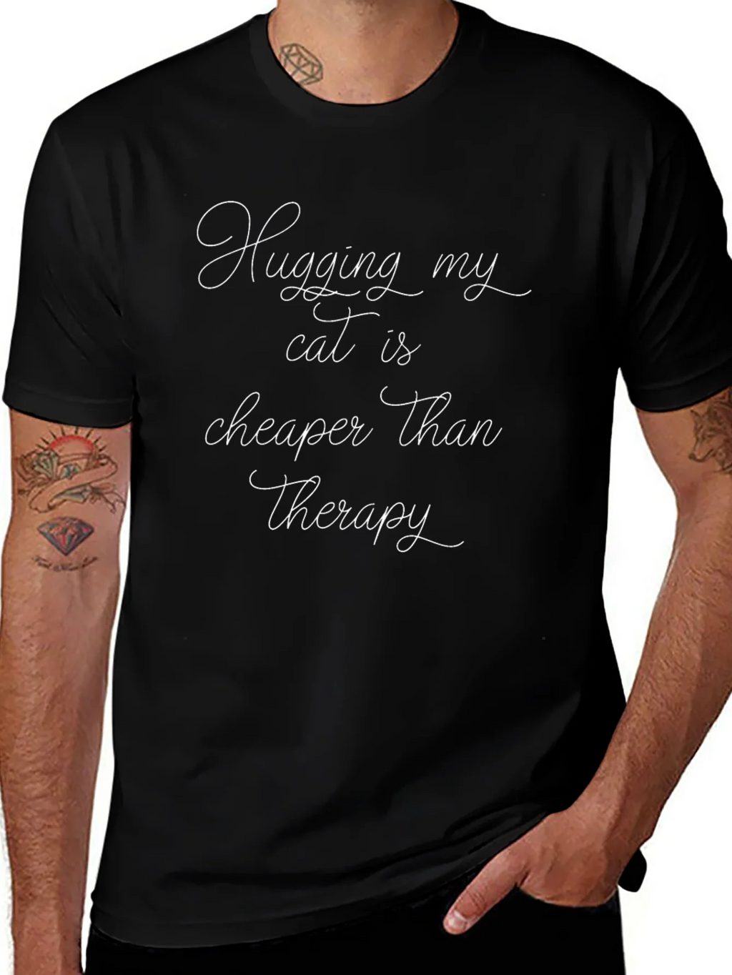 Cat Lover Therapy T-Shirt Funny Hugs Tee product image 1