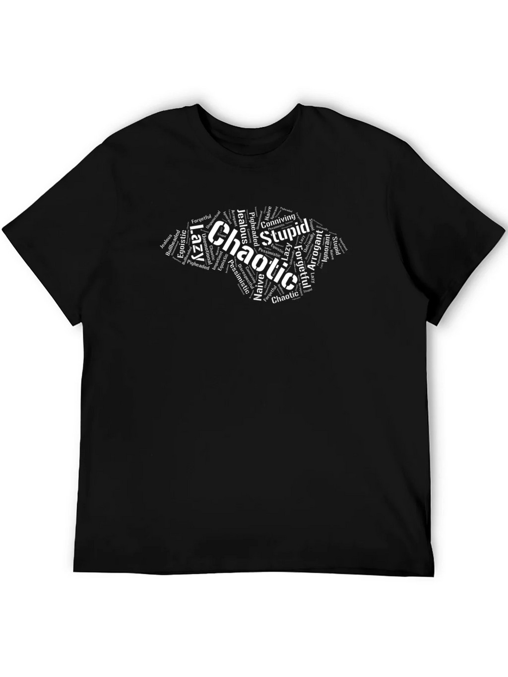 Chaotic Word Art T-Shirt - Black Graphic Tee product image 5