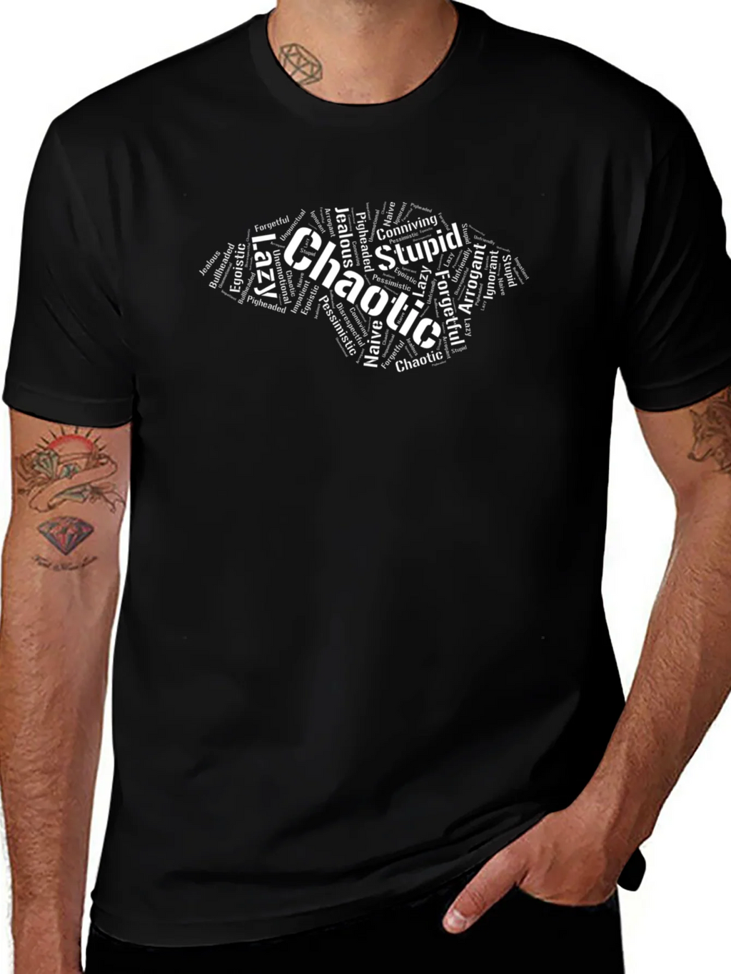 Chaotic Word Art T-Shirt - Black Graphic Tee product image 1