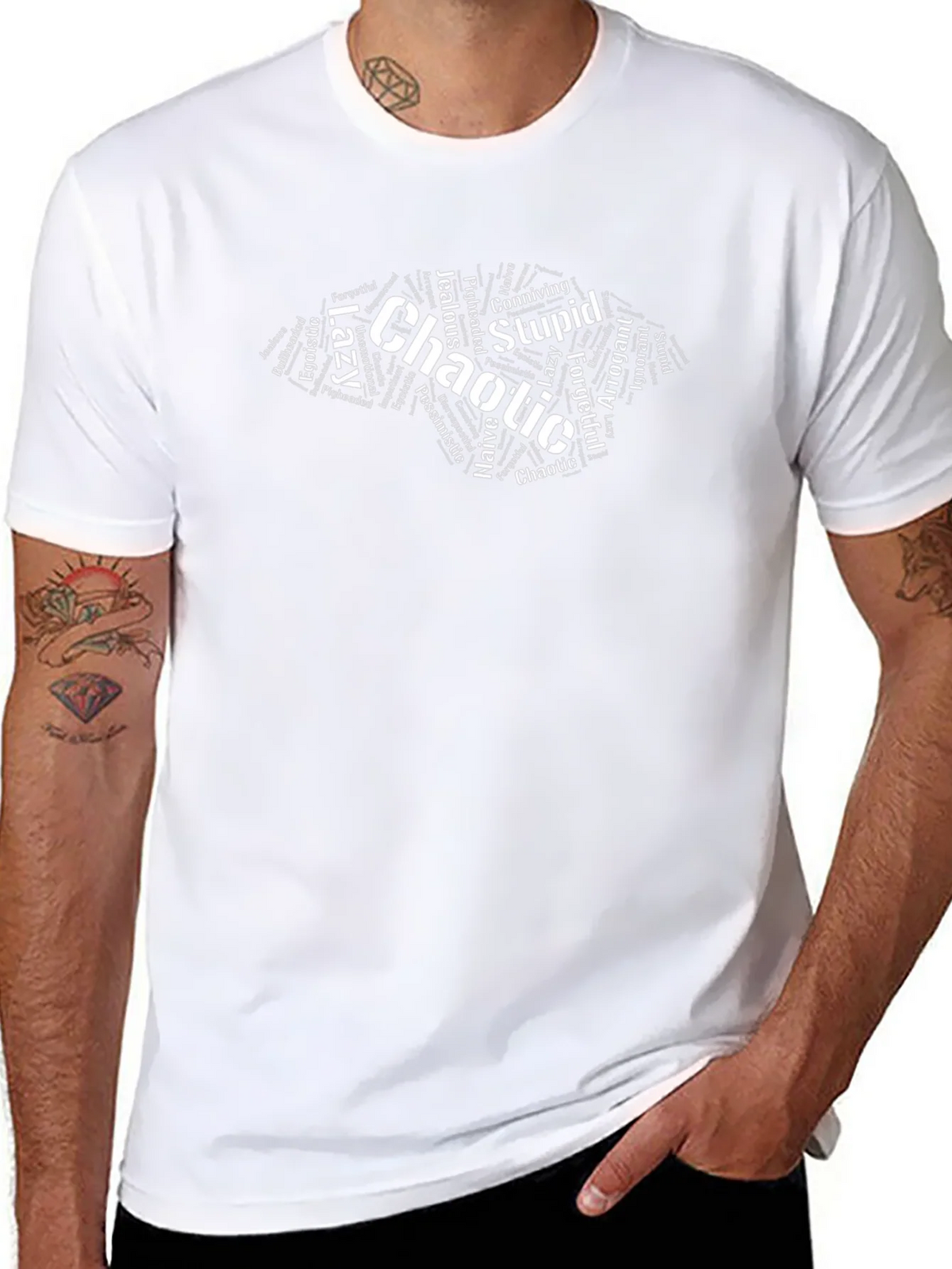 Chaotic Word Art T-Shirt - Black Graphic Tee product image 7