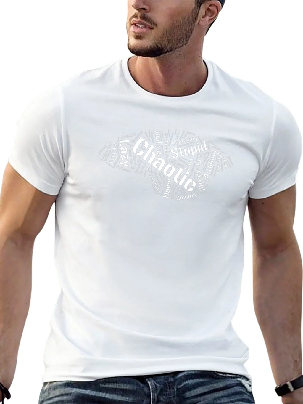 Chaotic Word Art T-Shirt - Black Graphic Tee product image 12