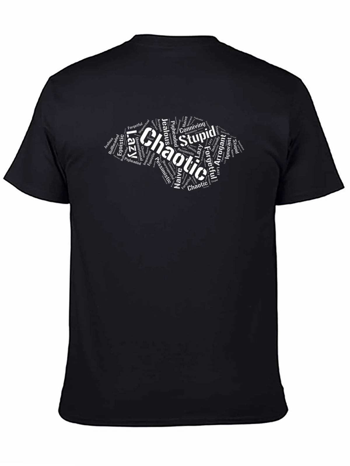 Chaotic Word Art T-Shirt - Black Graphic Tee product image 4