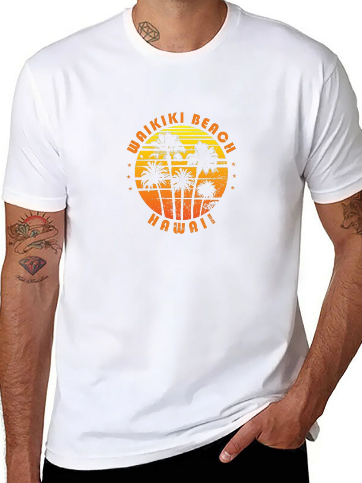 Waikiki Beach Hawaii Palm Tree Graphic T-Shirt product image 7