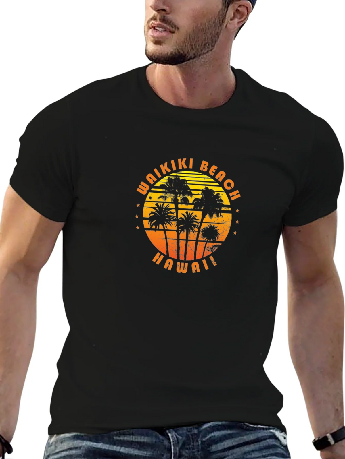 Waikiki Beach Hawaii Palm Tree Graphic T-Shirt product image 6