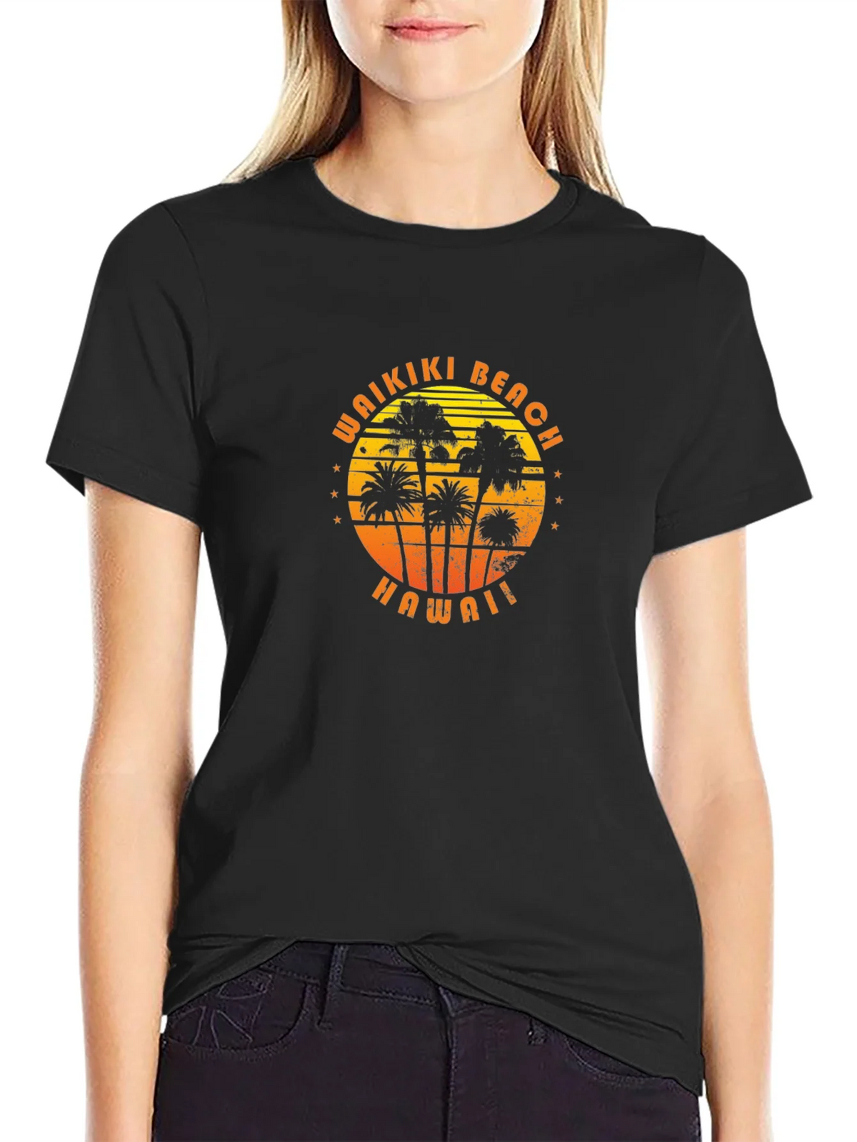 Waikiki Beach Hawaii Palm Tree Graphic T-Shirt product image 2