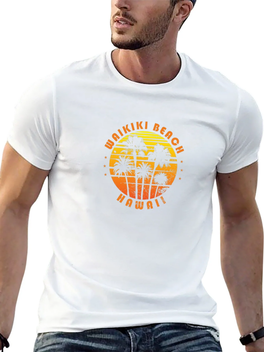 Waikiki Beach Hawaii Palm Tree Graphic T-Shirt product image 12