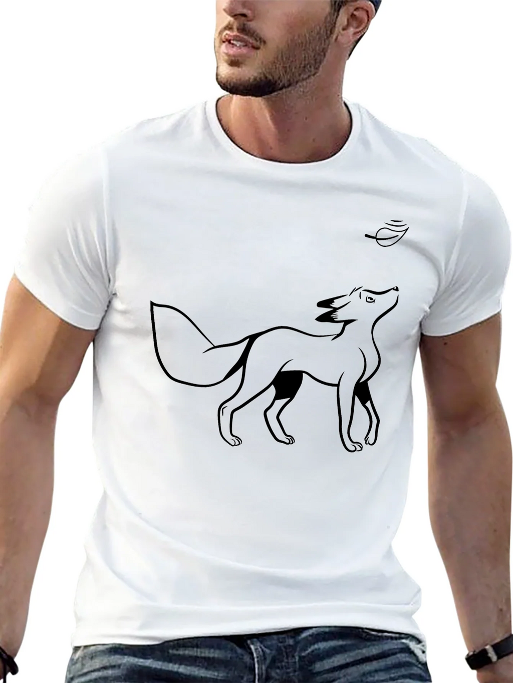 Black Fox & Leaf Graphic Tee - Stylish Animal Print Shirt product image 3