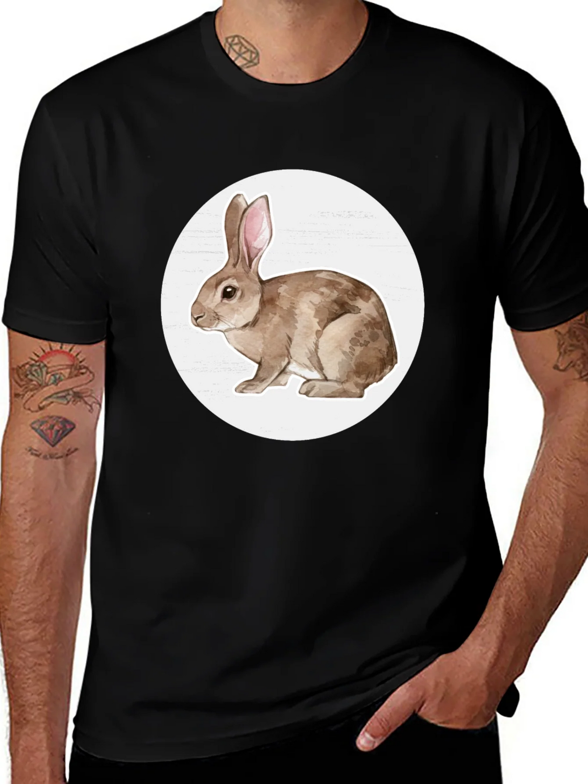 Rabbit Graphic Tee - Black Cotton Blend product image 1