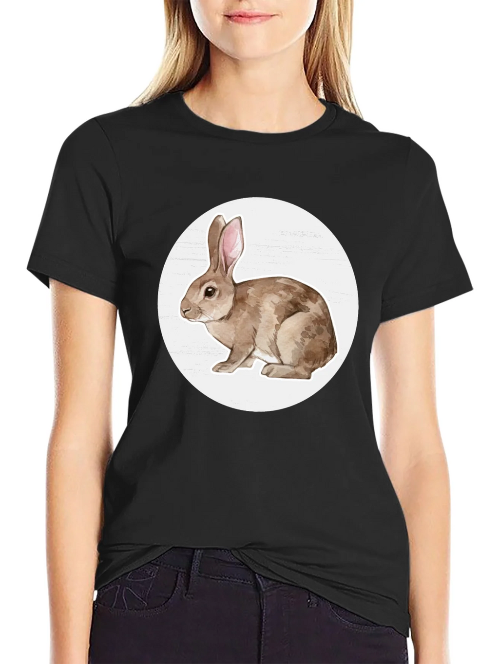 Rabbit Graphic Tee - Black Cotton Blend product image 2