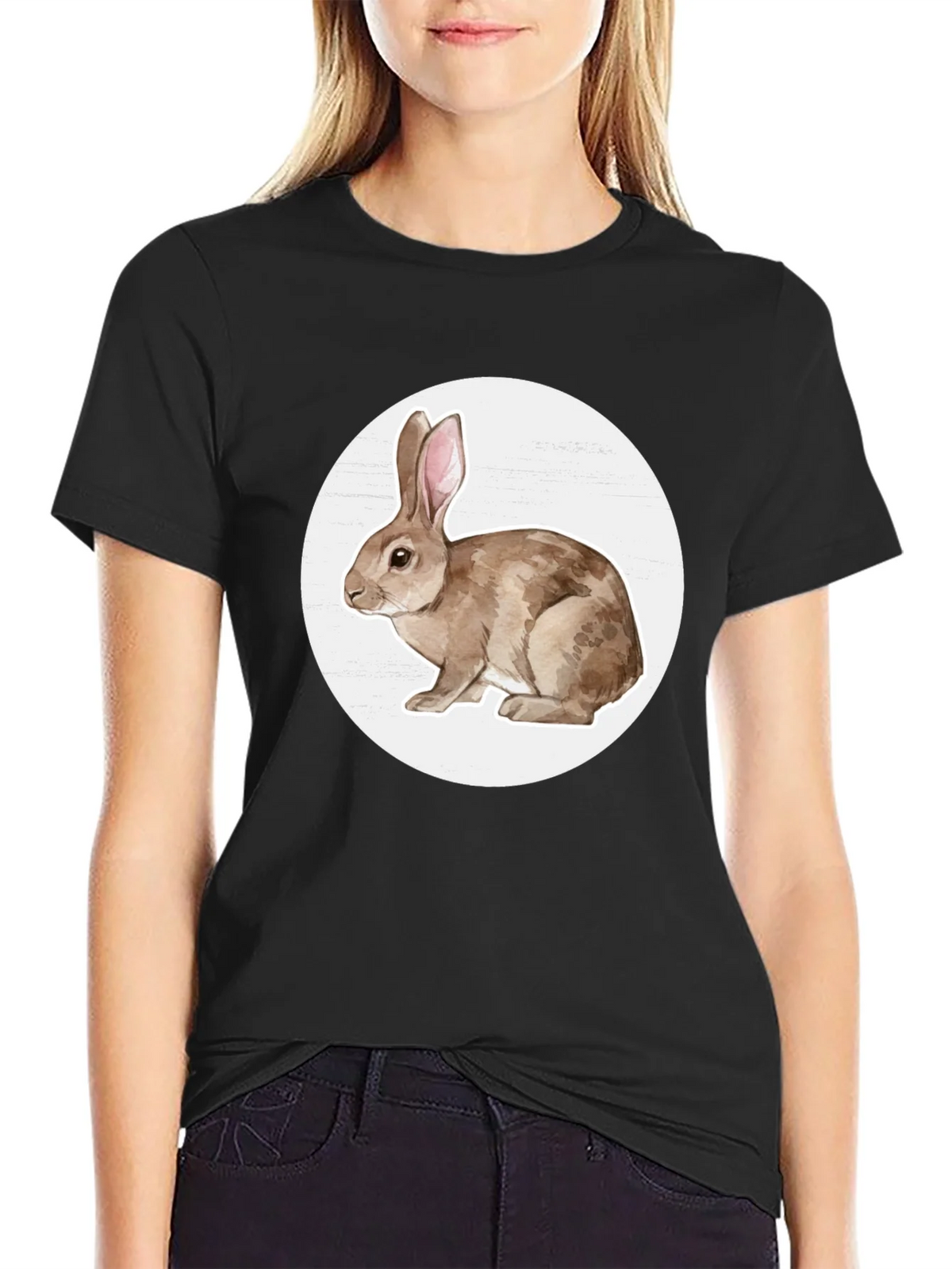 Rabbit Graphic Tee - Black Cotton Blend product image 2