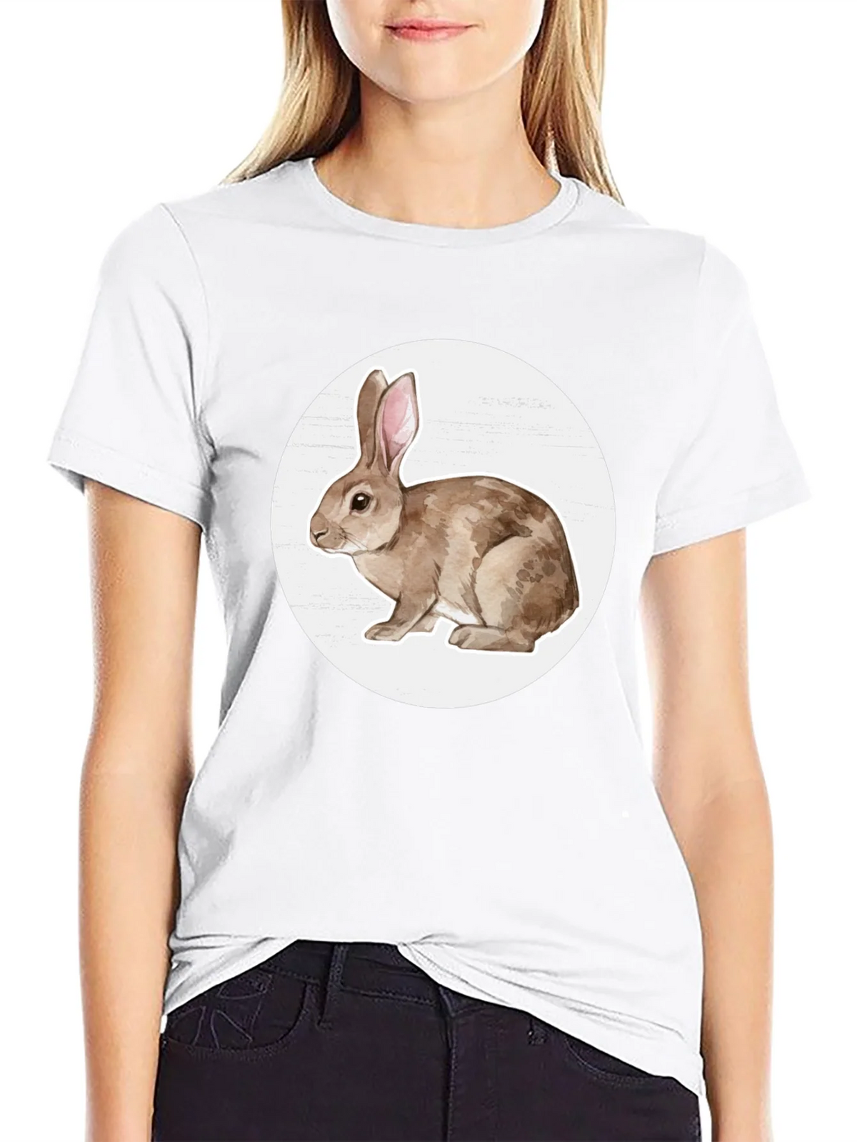 Rabbit Graphic Tee - Black Cotton Blend product image 4
