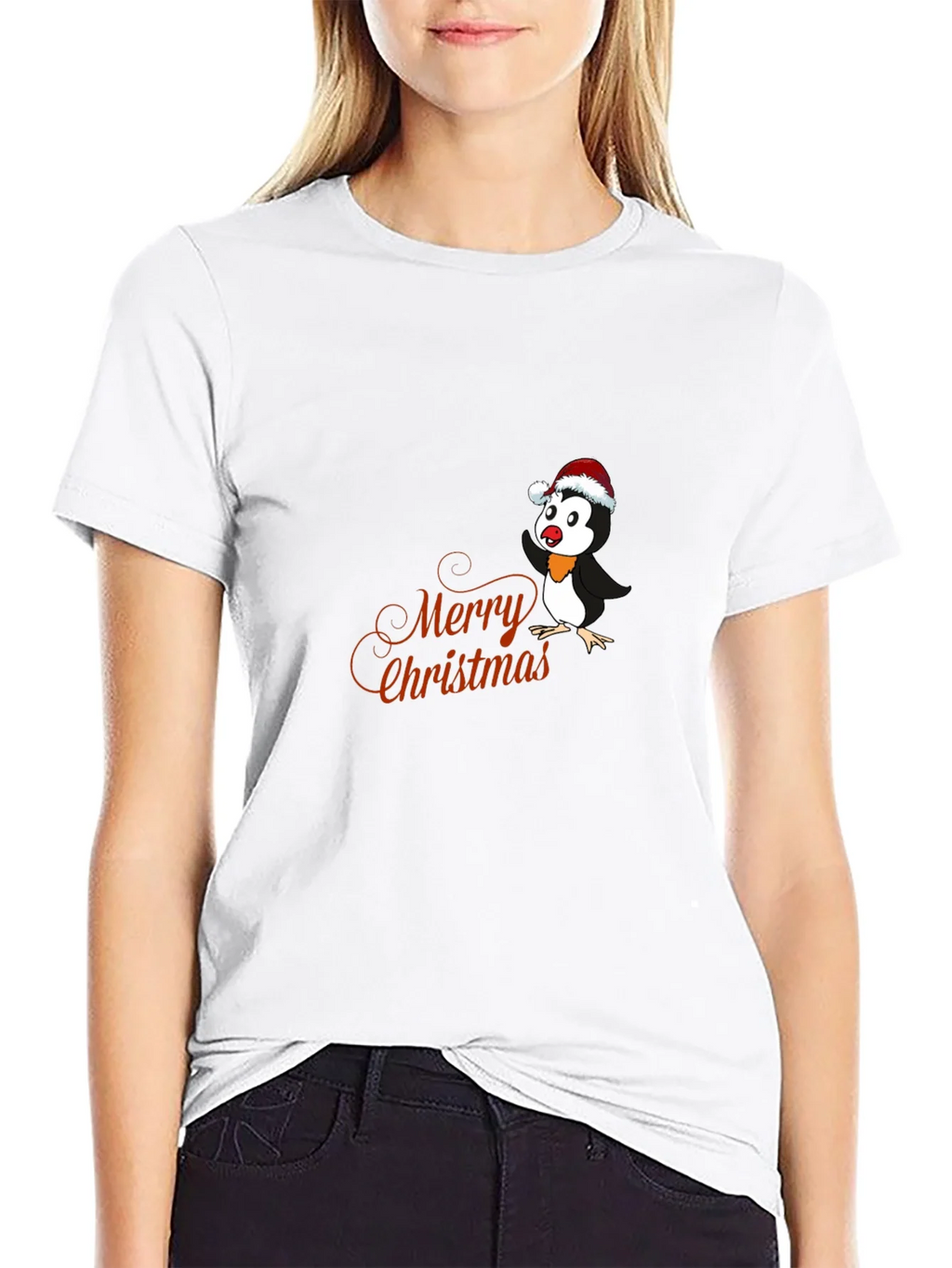 Festive Penguin Merry Christmas Graphic T-Shirt product image 8