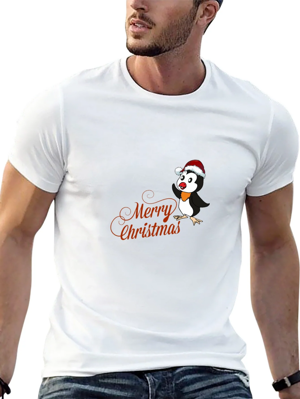 Festive Penguin Merry Christmas Graphic T-Shirt product image 12