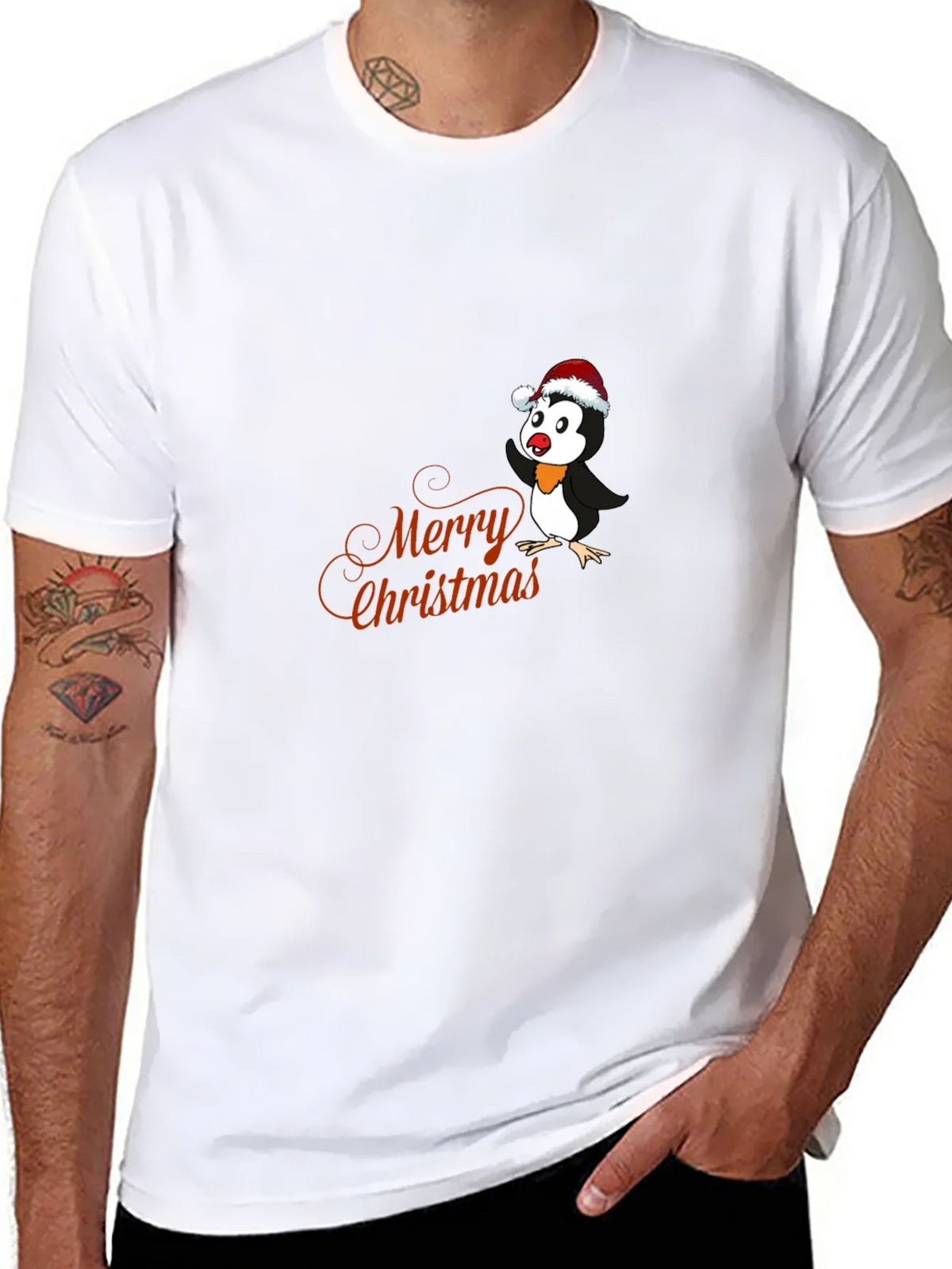 Festive Penguin Merry Christmas Graphic T-Shirt product image 7