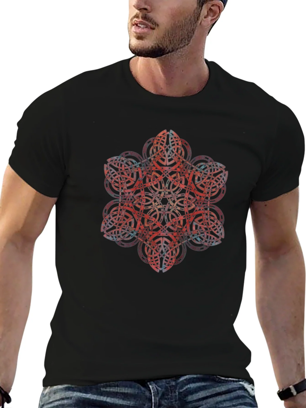 Geometric Mandala Graphic Black T-Shirt product image 6