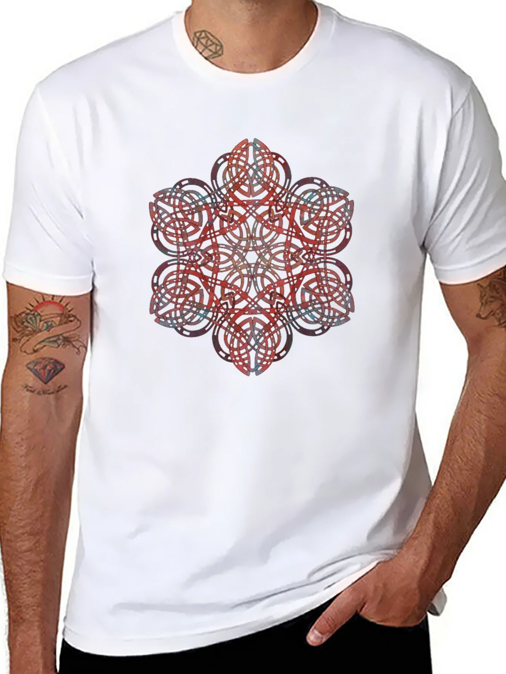 Geometric Mandala Graphic Black T-Shirt product image 7