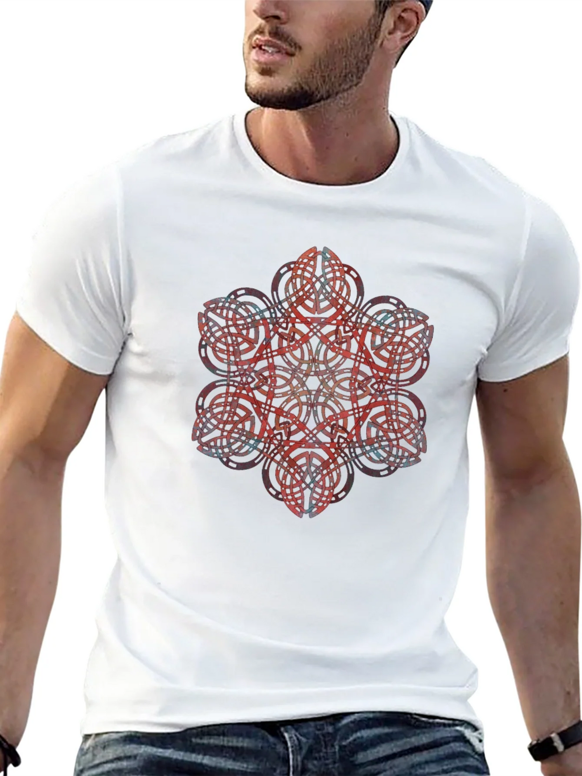 Geometric Mandala Graphic Black T-Shirt product image 12