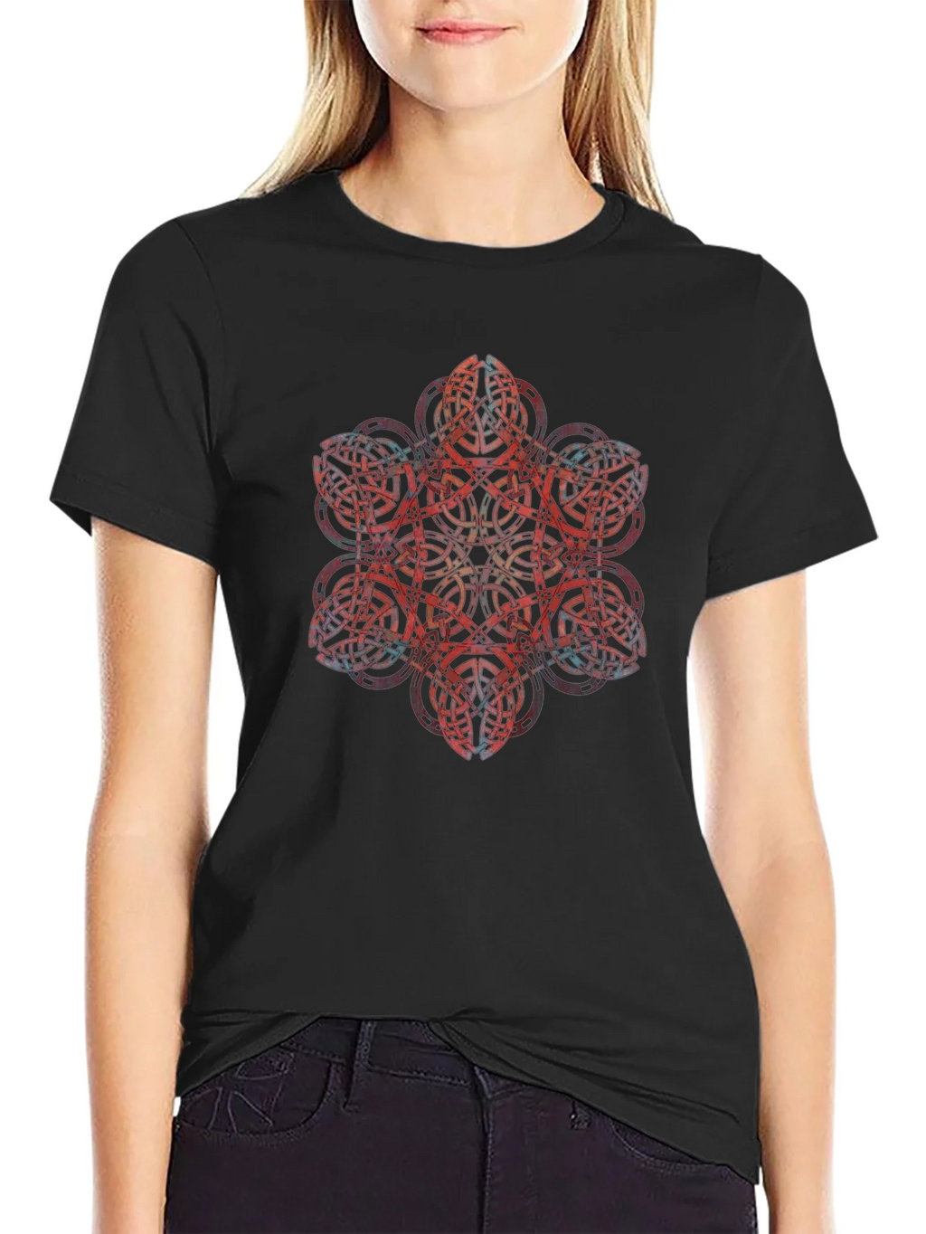 Geometric Mandala Graphic Black T-Shirt product image 2