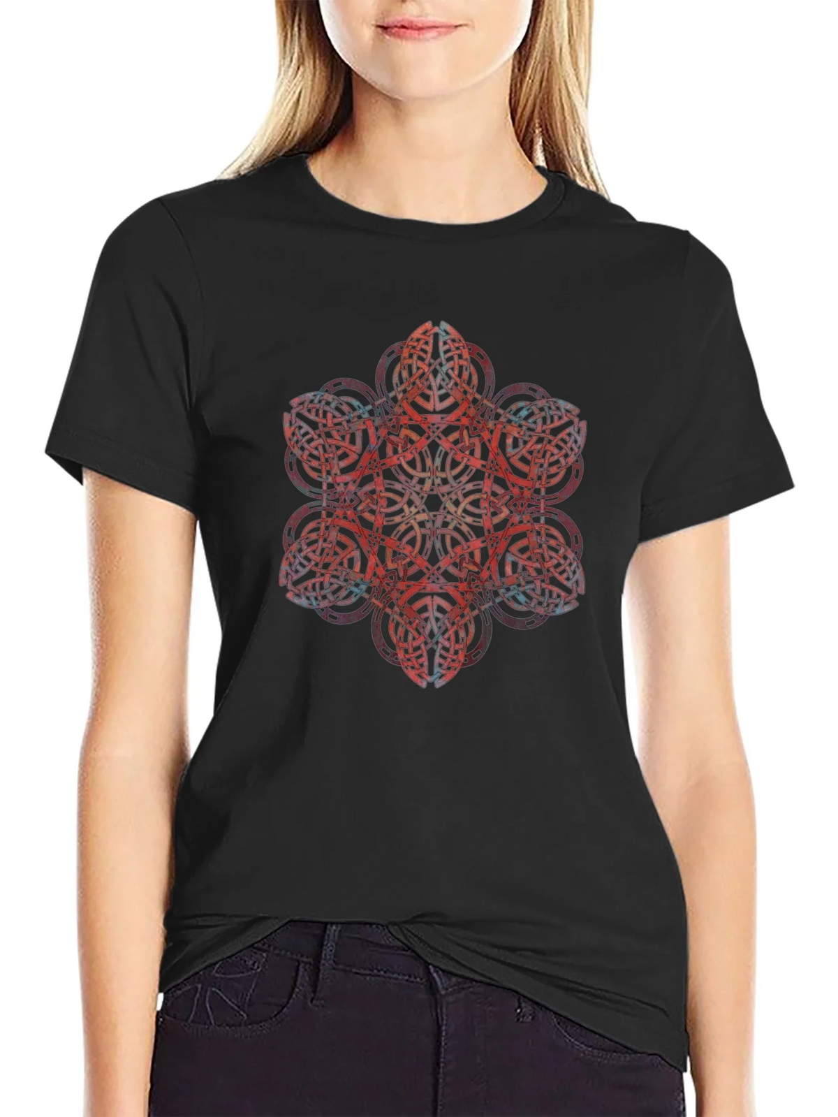 Geometric Mandala Graphic Black T-Shirt product image 2