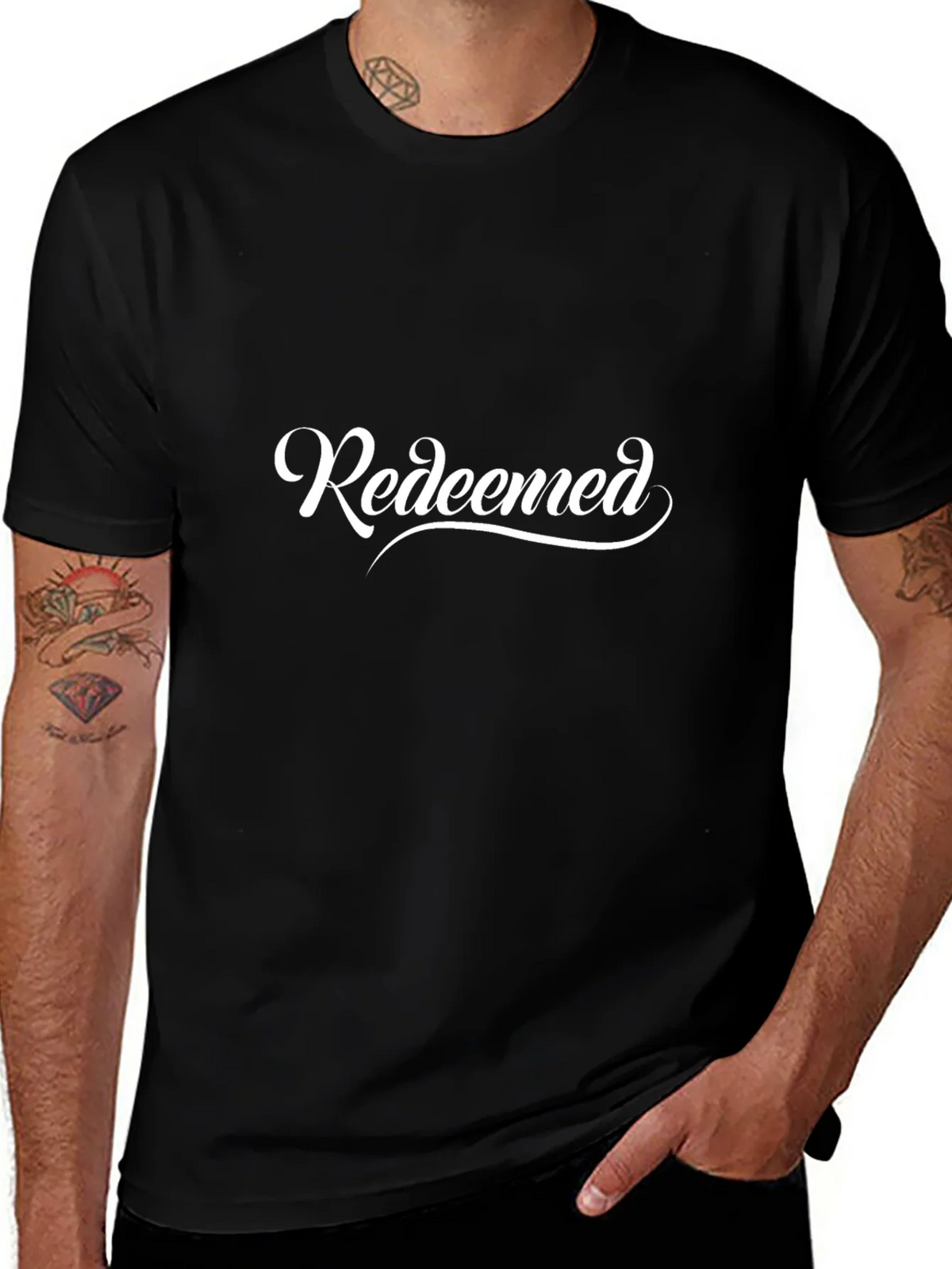 Redeemed Graphic Print Black Cotton T-Shirt product image 1