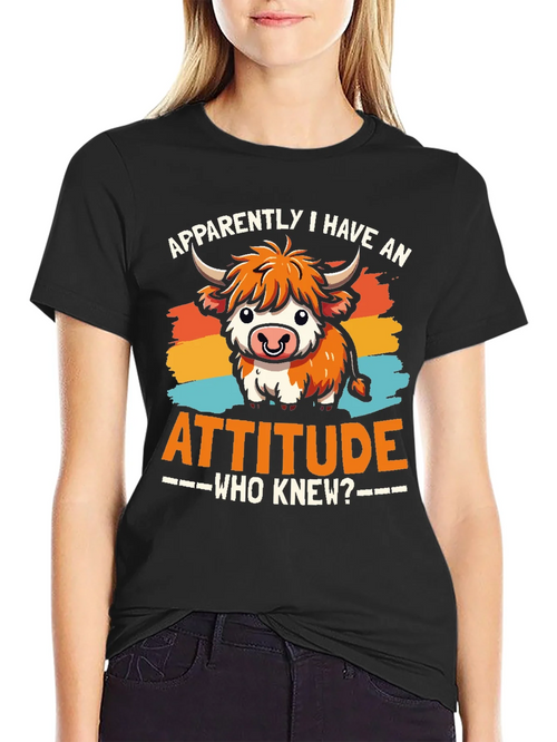 Attitude Cow Graphic Tee - Trendy Unisex T-Shirt product image 2