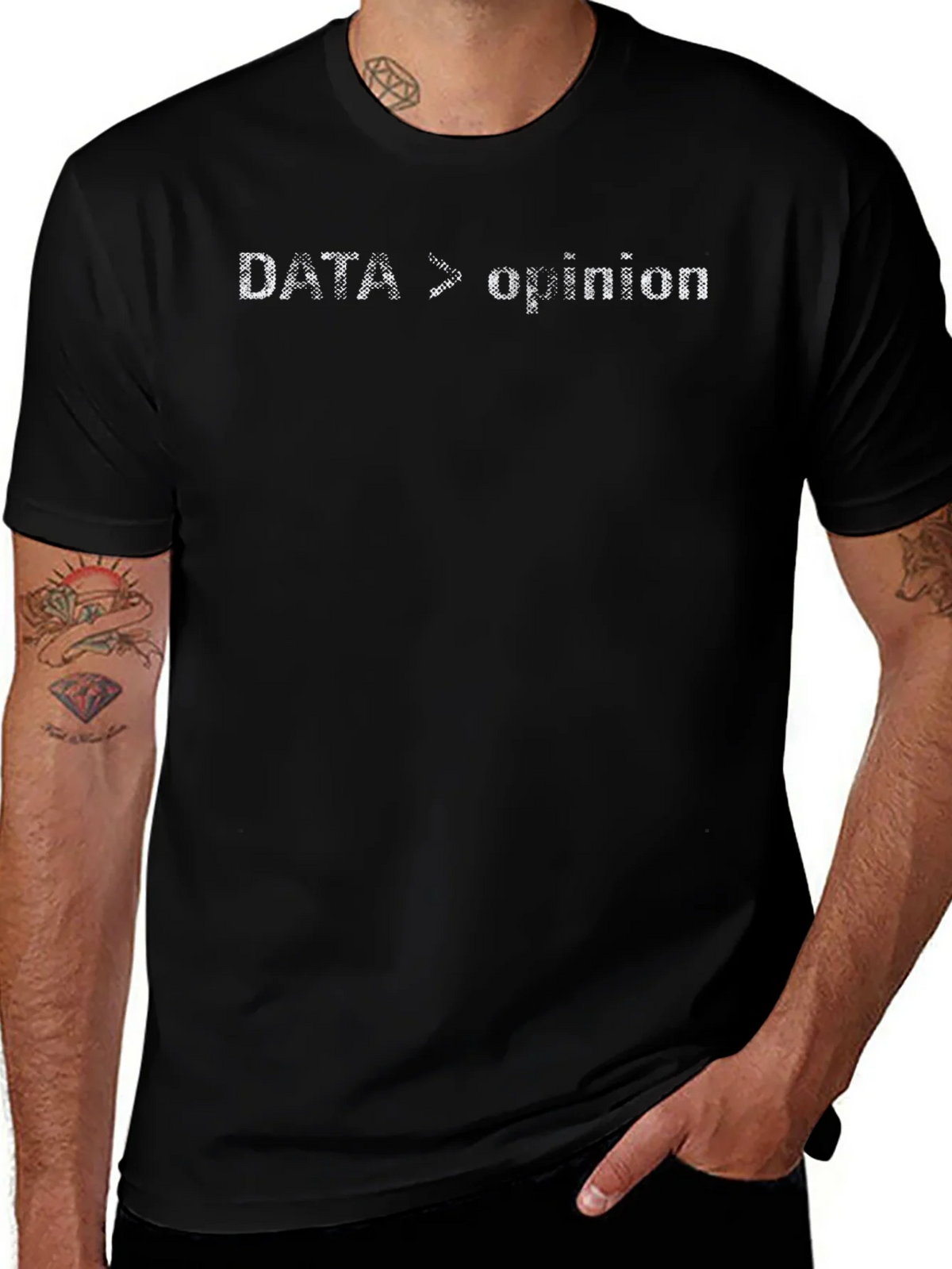 Data Over Opinion Graphic Tee - Black Cotton Blend product image 1