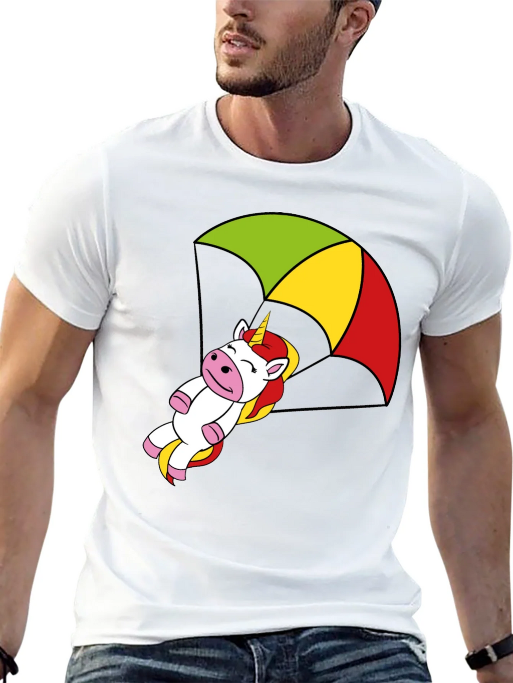 Unicorn Parachute T-Shirt - Black Cotton Tee product image 12