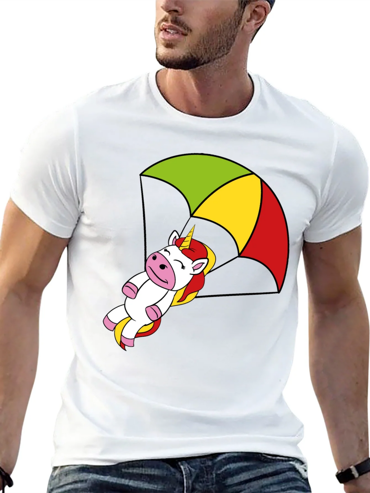 Unicorn Parachute T-Shirt - Black Cotton Tee product image 12