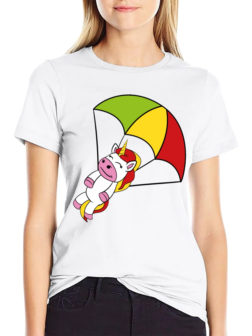 Unicorn Parachute T-Shirt - Black Cotton Tee product image 8