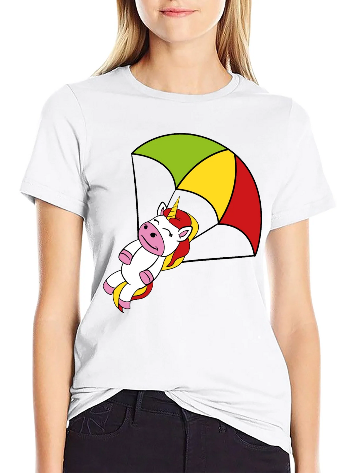 Unicorn Parachute T-Shirt - Black Cotton Tee product image 8