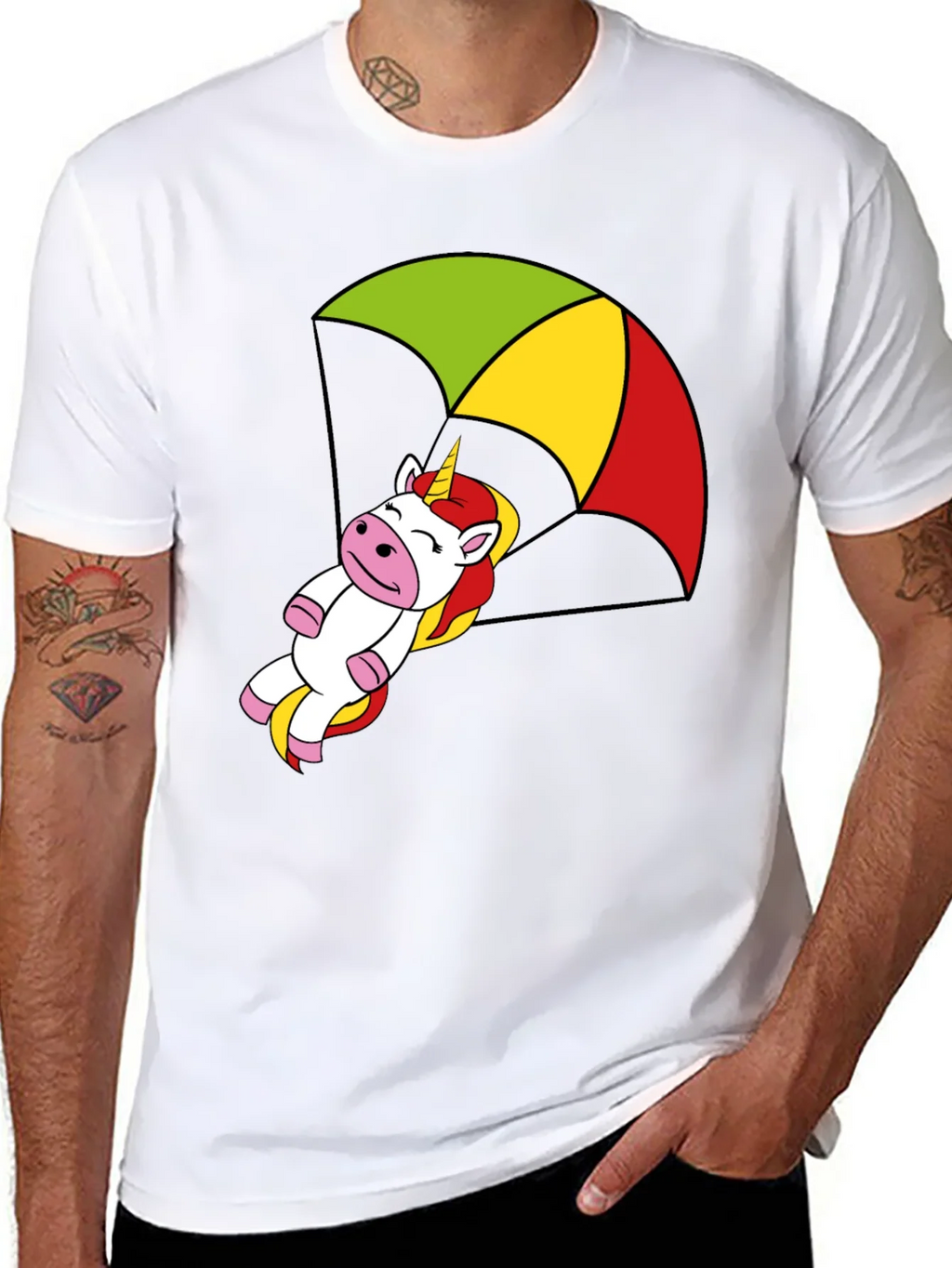 Unicorn Parachute T-Shirt - Black Cotton Tee product image 7