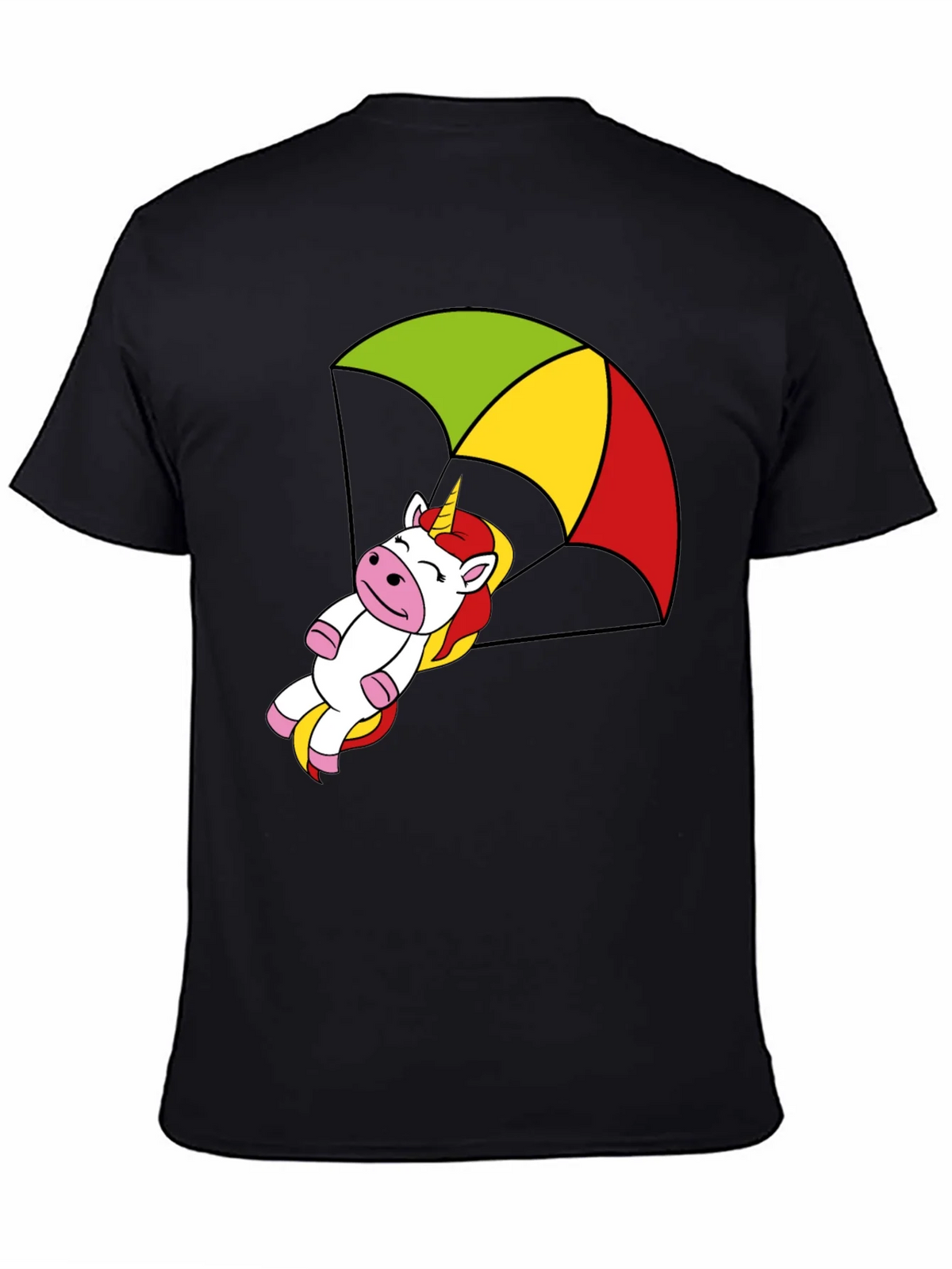 Unicorn Parachute T-Shirt - Black Cotton Tee product image 4