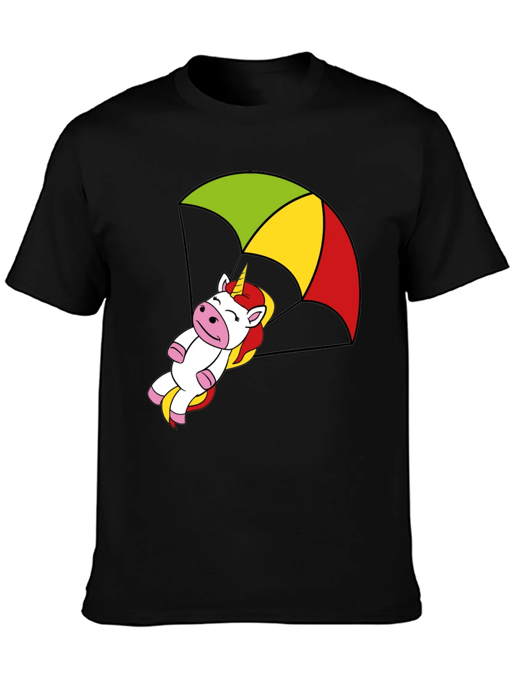 Unicorn Parachute T-Shirt - Black Cotton Tee product image 3
