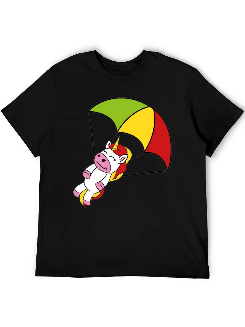 Unicorn Parachute T-Shirt - Black Cotton Tee product image 5