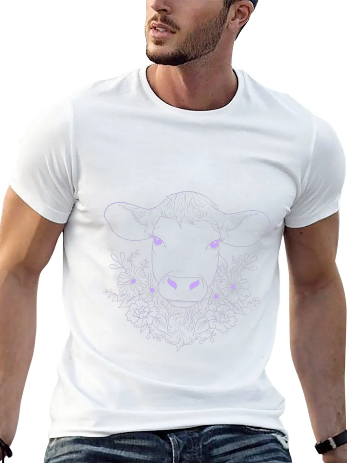 Floral Cow Graphic Tee - Black product image 6