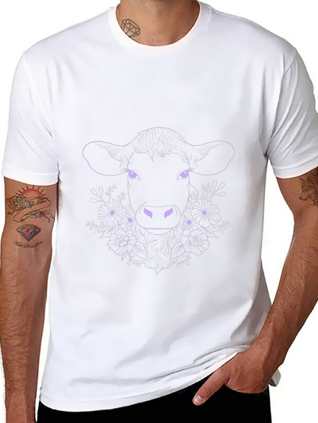 Floral Cow Graphic Tee - Black product image 4