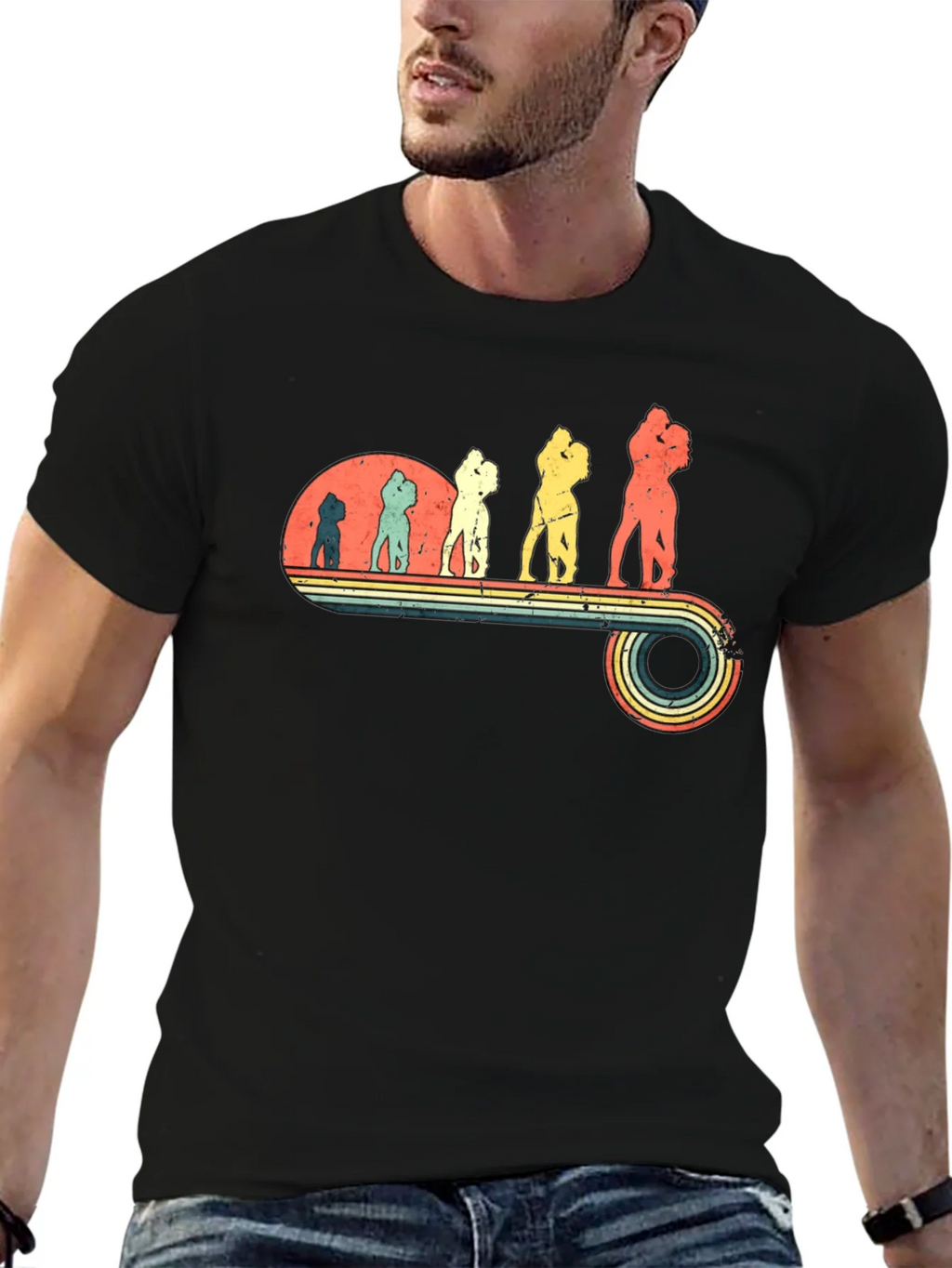 Retro Evolution of Love Black Tee product image 6
