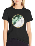 Leaf and Marble Circle Graphic Black T-Shirt product image 1