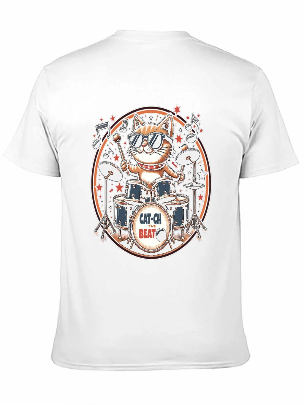 Cool Cat Drummer Graphic Tee - Black Cotton T-Shirt product image 10