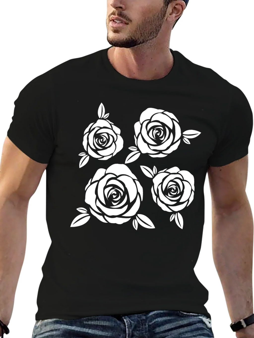Floral Rose Graphic Black T-Shirt product image 6