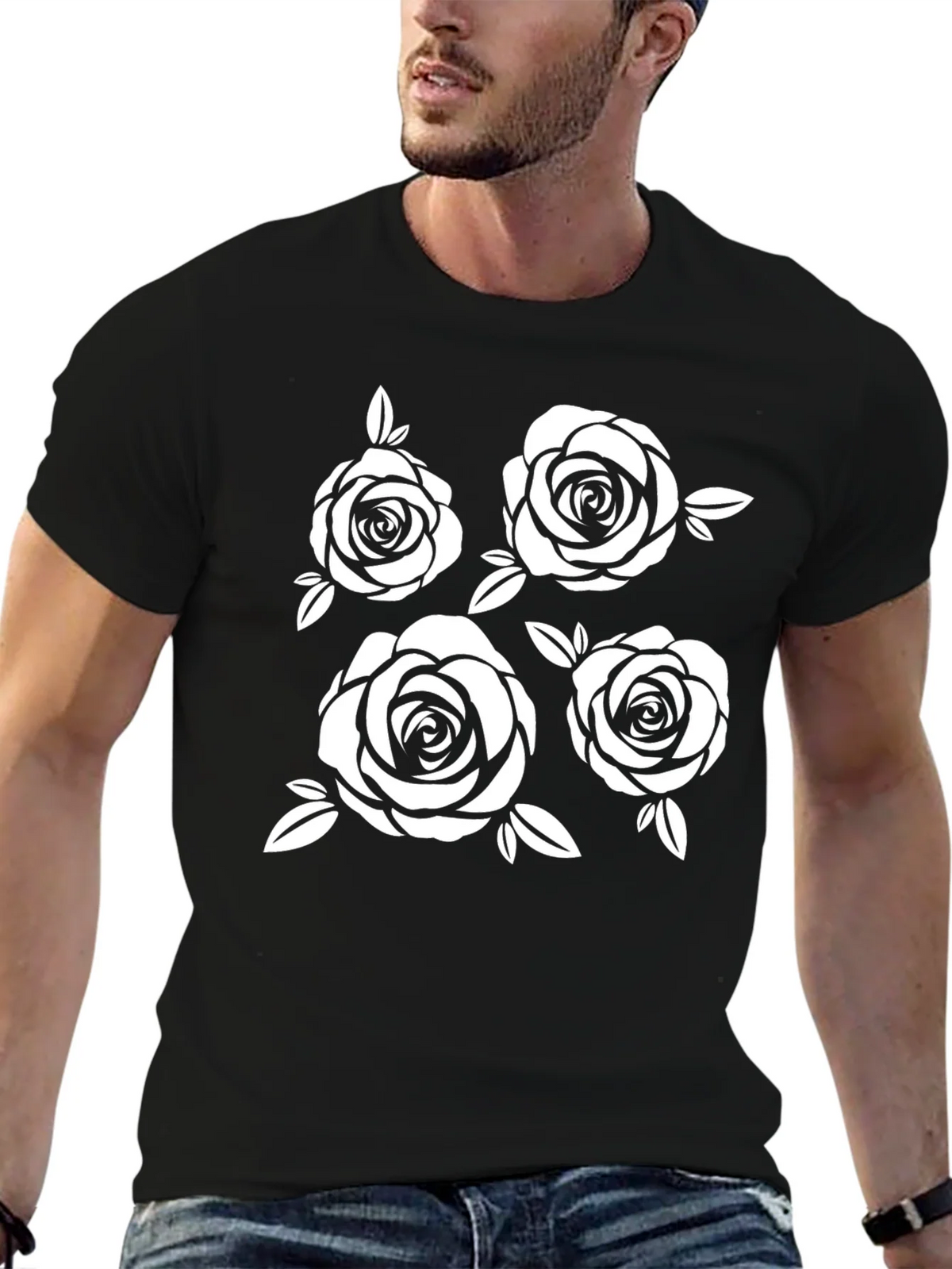 Floral Rose Graphic Black T-Shirt product image 6