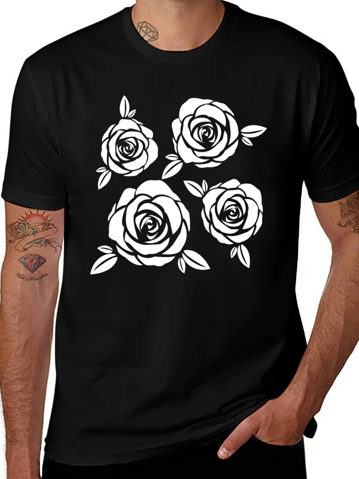 Floral Rose Graphic Black T-Shirt product image 1